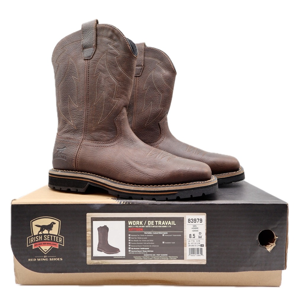 Irish Setter Red Wing Mens 8.5 D‎ Kittson Leather Soft Toe Work Boots NIB 83979